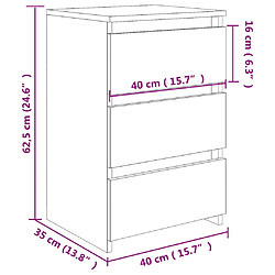 vidaXL Tables de chevet 2 pcs Gris béton 40x35x62,5 cm Aggloméré pas cher