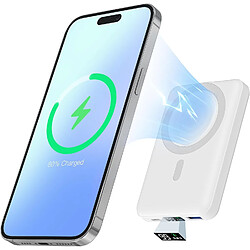 SANAG Batterie Externe Magnétique Sans Fil, 10000Mah Power Bank Batterie Mag-Safe Pd 22.5W Charge Rapide Avec Usb-C Affichage Led Chargeur Portable Pour Iphone 16/15/14/13/12/Mini/Pro/ - Blanc