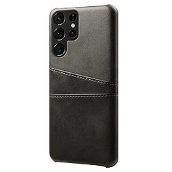 Coque en TPU + PU anti-rayures avec porte-cartes noir pour votre Samsung Galaxy S22 Ultra 5G