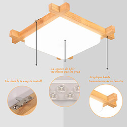 Acheter Stoex Lampe De Plafond Carré En Bois Plafonnier Intérieur Luminaire Plafonnier Led Plafonnier Moderne 3000K Pour Chambres À Coucher,Salons Couloirs