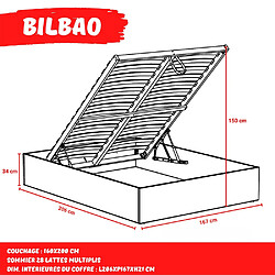 Avis Le Quai Des Affaires Lit coffre BILBAO 160x200 cm + sommier / blanc