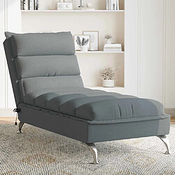 vidaXL Chaise longue de massage avec coussins gris foncé tissu