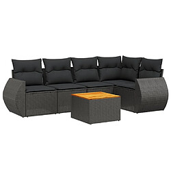 Maison Chic Salon de jardin 6 pcs avec coussins | Ensemble de Table et chaises | Mobilier d'Extérieur noir résine tressée -GKD81318