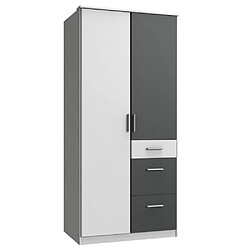 Inside 75 Armoire 2 portes 3 tiroirs VOLVERINE blanc / gris graphite