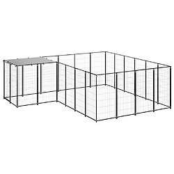 Helloshop26 Chenil extérieur cage enclos parc animaux chien 8,47 m² 110 cm acier noir 02_0000559