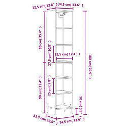 vidaXL Buffet haut Noir 34,5x32,5x180 cm Bois d'ingénierie pas cher