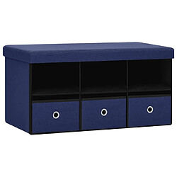 vidaXL Banc de rangement pliable Bleu 76x38x38 cm Faux lin