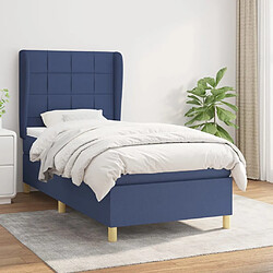 vidaXL Sommier à lattes de lit avec matelas Bleu 90x190 cm Tissu