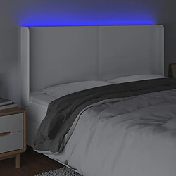 Avis vidaXL Tête de lit à LED Blanc 163x16x118/128 cm Similicuir