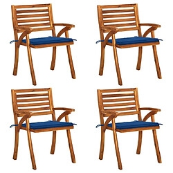 Maison Chic Lot de 4 Chaises de jardin,Fauteuil d'extérieur avec coussins Bois de teck solide -MN28540