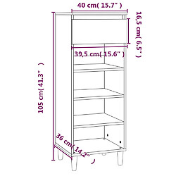 vidaXL Armoire à chaussures Noir 40x36x105 cm Bois d'ingénierie pas cher