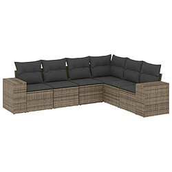 Maison Chic Salon de jardin 6 pcs avec coussins | Ensemble de Table et chaises | Mobilier d'Extérieur gris résine tressée -GKD68289