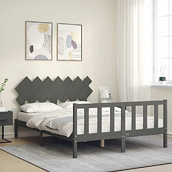 Avis Maison Chic Lit adulte - Cadre Structure de lit avec tête de lit Contemporain gris King Size bois massif -MN76651