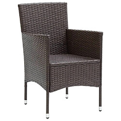 Maison Chic Ensemble à manger d'extérieur 9 pcs avec coussins,Salon de jardin,Mobilier de jardin Poly rotin Marron -GKD185591 pas cher