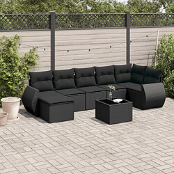 Maison Chic Salon de jardin 8 pcs avec coussins | Ensemble de Table et chaises | Mobilier d'Extérieur noir résine tressée -GKD87021