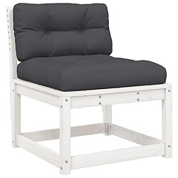 Maison Chic Salon de jardin 4 pcs avec coussins | Ensemble de Table et chaises | Mobilier d'Extérieur blanc bois de pin massif -GKD94888 pas cher