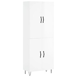 vidaXL Buffet haut Blanc brillant 69,5x34x180 cm Bois d'ingénierie