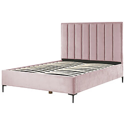 Beliani Lit avec coffre en velours rose 160 x 200 cm SEZANNE pas cher