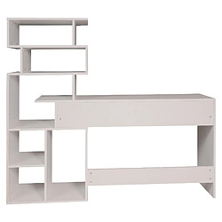 Acheter Alter Bureau avec bibliothèque haute moderne, Console avec étagères de rangement, Table d'étude pour chambre, 160x40xh135 cm, Couleur Blanc