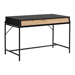 Vente-Unique Bureau avec 2 tiroirs - MDF et métal - Noir et naturel - VUORIA