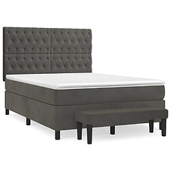 vidaXL Sommier à lattes de lit et matelas Gris foncé 140x190cm Velours