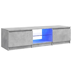 vidaXL Meuble TV avec lumières LED gris béton 140x40x35,5 cm