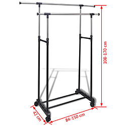 vidaXL Porte-manteaux réglables 2 pcs 2 rails d'accrochage pas cher