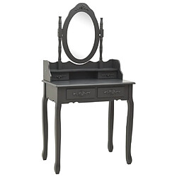 Helloshop26 Ensemble de coiffeuse avec tabouret 75 x 69 x 140 cm gris 02_0006272