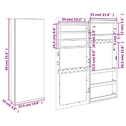 vidaXL Armoire à bijoux avec miroir et éclairage LED mural pas cher