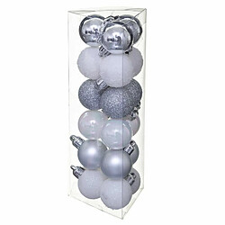 Lot de 18 Boules de Noël Colorama 3cm Argent & Blanc