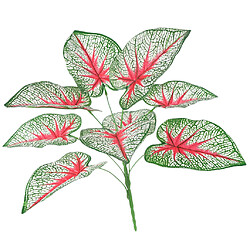 9 têtes de taro artificiel feuilles décor maison jardin, blanc / rouge rouge