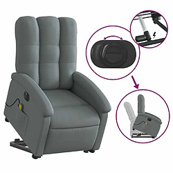 Maison Chic Fauteuil Relax pour salon, Fauteuil inclinable de massage électrique Gris foncé Tissu -GKD73829 pas cher