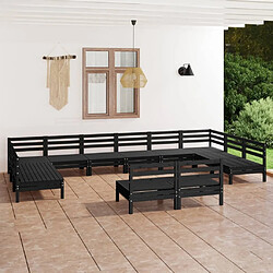 Maison Chic Salon de jardin 12 pcs - Table et chaises d'extérieur - Mobilier/Meubles de jardin Moderne Noir Bois de pin massif -MN84251