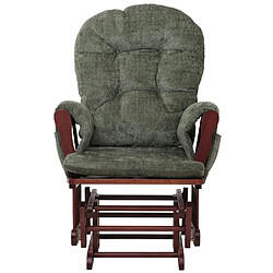 Mendler Fauteuil relax HWC-C76, rocking chair fauteuil à bascule avec pouf tissu/textile chenille (465g/m²) ~ vert, piétement foncé pas cher