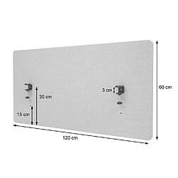 Mendler Paroi de séparation acoustique HWC-G75, Protection visuelle pour bureau, panneau, tissu ~ 120x60cm, gris pas cher