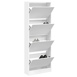 Maison Chic Armoire à chaussures | Meuble de rangement à chaussures Meuble d'Entrée blanc 60x21x163,5 cm bois d'ingénierie -MN58450