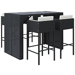 Maison Chic Ensemble de bar de jardin 5 pcs et coussins,Table + chaises + coussins d'extérieur noir poly rotin -GKD426427