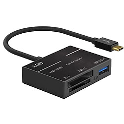 Adaptateur de type combo USB 3.0 -C pour lecteur de carte Micro SD / XQD, noir pas cher