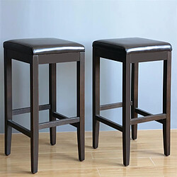 Tabouret de Bar Haut en Simili Cuir Marron Foncé - Lot de 2 - Bolero