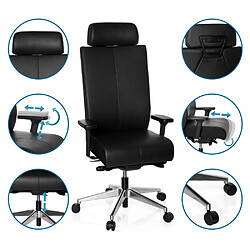 Avis Siège de bureau / Siège pivotant PRO-TEC XXL, cuir noir hjh OFFICE