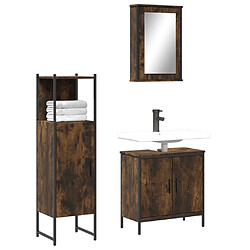 Maison Chic Armoire de Bain | Ensemble de 3 meubles salle de bain Chêne fumé -GKD22532