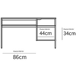 Avis Pegane Bureau, table de travail en aggloméré finition chêne avec pieds en métal blanc - Longueur 137.5 x Profondeur 58 x Hauteur 76 cm