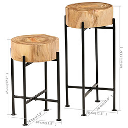 vidaXL Ensemble de tables d'appoint 2 pcs Bois d'acacia massif pas cher