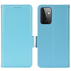 Etui en PU texture litchi, anti-rayures avec support bleu clair pour votre Samsung Galaxy A53 5G