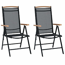 Maison Chic Lot de 2 Chaises de jardin,Fauteuil d'extérieur pliables aluminium et textilène noir -MN39995