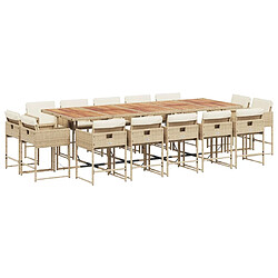 vidaXL Ensemble à manger de jardin et coussins 15 pcs beige