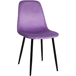 Decoshop26 Chaise de salle à manger design simple avec pieds en métal noir assise en velours violet 10_0002066