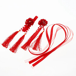 Acheter 1 set chinois ancien pince à cheveux gland ruban fleur goutte boucle d'oreille rouge