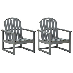 Maison Chic Lot de 2 Chaises de jardin,Fauteuil d'extérieur Gris Bois d'acacia solide -MN67395