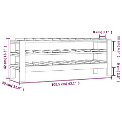 vidaXL Casier à vin 109,5x30x42 cm Bois de pin massif pas cher